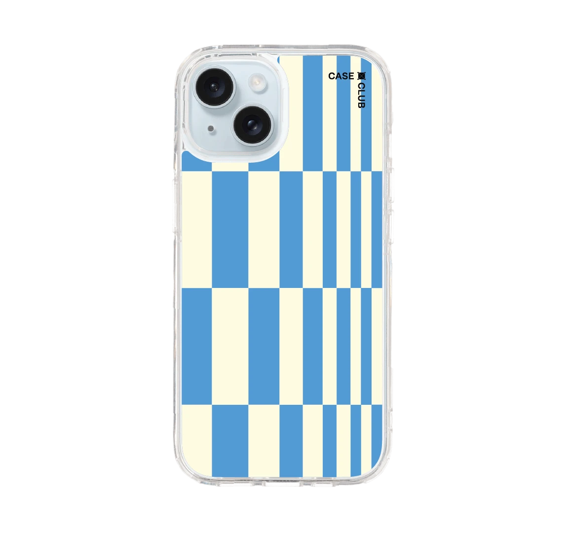 iphone 15 clear case blue asymmetrical textile